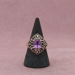 kabana sterling silver oval-cut amethyst scroll ring size 9.75